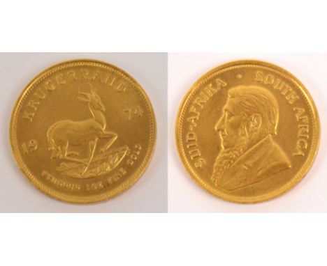 A South African full krugerrand, 1974. CONDITION REPORT: Light surface scratches.