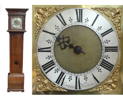 DAVID COMPIGNE OF WINTON; A George III oak longcase clock, the brass square dial set with silvered chapter ring with Roman nu