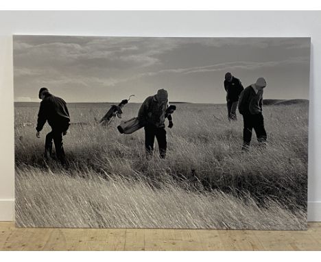 Glyn Satterley (British contemporary) 'The Pleasures of Links Golf' large monochromatic photographic print on canvas depictin