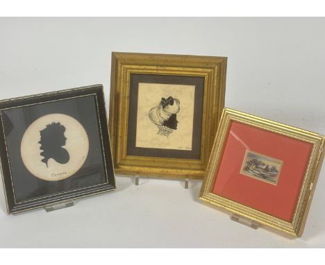 Clarinda, Mrs MacLehose, who had a love affair with Robert Burns, silhouette portrait on card, signed A. Johnston 1985, 3/100