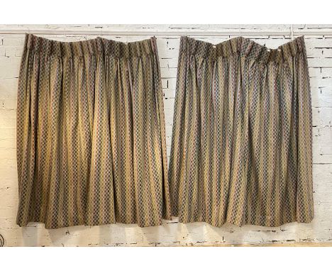 Anta, a pair of checked wool lined and interlined pleated curtains, W145cm x drop 204cm