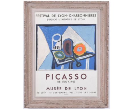 PABLO PICASSO, Musee de Lyon, rare original lithographic poster, signed in the plate, limited edition 1000, printed by Mourlo