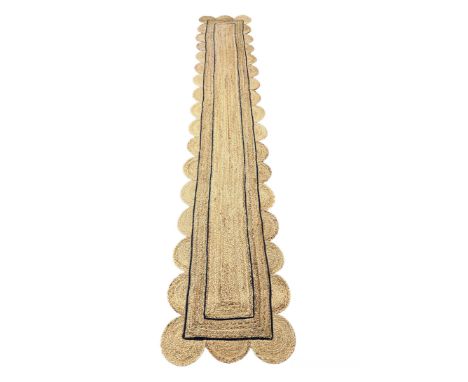 SCALLOPED EDGE JUTE RUNNER, 370cm x 64cm. 