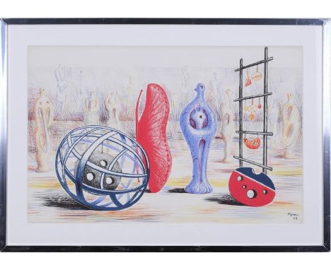 HENRY MOORE, Sculptural Objects, lithograph, signed in the plate, suite: school prints, printed by Baynard Press 1949, 49cm x