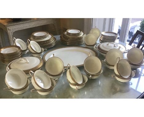 DINNER SERVICE, English fine bone china, Royal Worcester design circa 1393 part service, 12 place 5 piece settings, approx 87