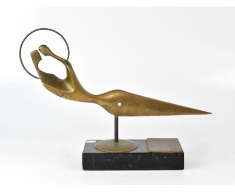ARTHUR DOOLEY (1929-1994); a bronze stylised figure group designed as a pair of cloth cutting scissors, centred with a pearl 