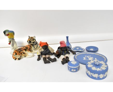 Various collectible ceramics to include a late 19th/early 20th century figure of a parrot with cherries in beak, height 23cm,