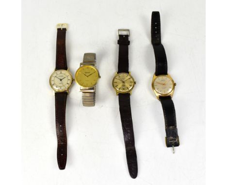 Four gentlemen's vintage wristwatches, to include a Rotary crown wind example, an Oris crown wind example, a Sekonda quartz e