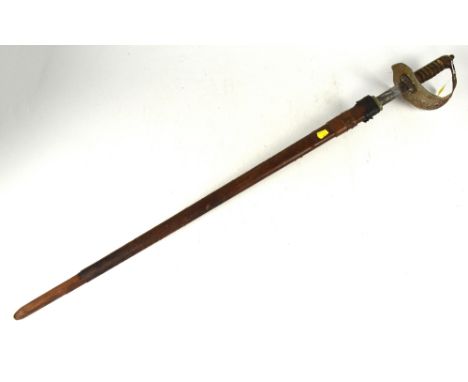 A 1895/97 pattern Infantry sword, marked 'Proved' and 'Made in England' to the blade, with partial scabbard. CONDITION REPORT