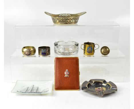 A group of maritime related items, to include a glass ashtray of the Cutty Sark c1958, a heavy glass ashtray from Spanish Azn