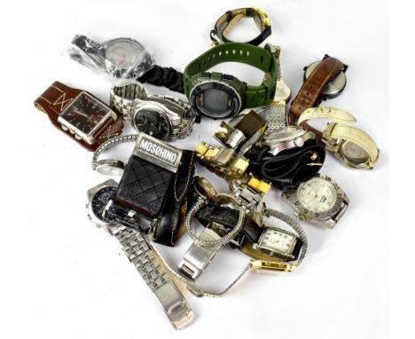 A quantity of ladies' and gentlemen's wristwatches including Accurist, Boss Orange, Timex, Slazenger, Rotary, Seiko, Sekonda,