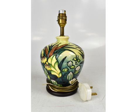 MOORCROFT; a modern baluster-form table lamp decorated in the 'Lamia' pattern by Rachel Bishop, height to top of fitment appr