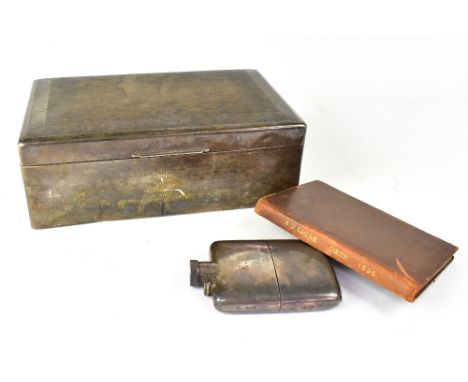 WALKER &amp; HALL; a George VI hallmarked silver engine turned cigar box with cedar lining inscribed to the front 'A Edouard 