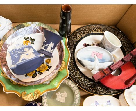 A Royal Copenhagen vase and similar dish, and decorative china.