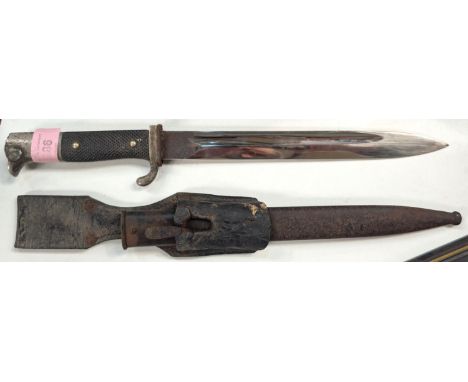 A German WWI period bayonet, trench knife with original scabbard