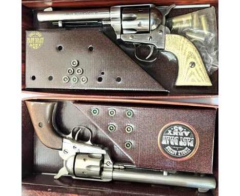 Two KOLSER single action fast draw army 45 airguns with box (2).