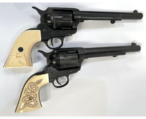 A Colt Single Action army revolver air pistol with ivorine snake grips and another by Denix