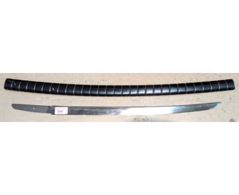 A 19th century Japanese sword blade with lacquer scabbard, full length 62cm