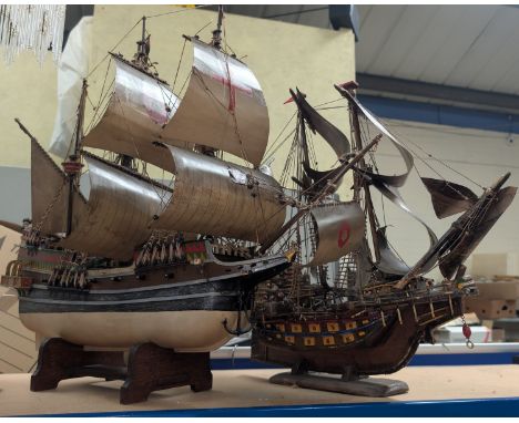 Two early 20th century model galleons.