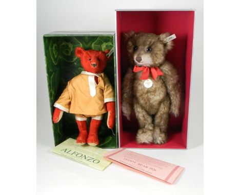 Two Steiff Limited Edition Teddy Bear, Alfonzo and Happy Anniversary Bear, Alfonzo, red 33cm, 406195 white tag, 04480 of 5000