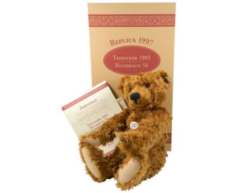 Steiff Limited Edition 1905 Teddy Bear, Red Brown 50cm, 404306 white tag, 02558 of 6000, boxed with certificate and outer pac