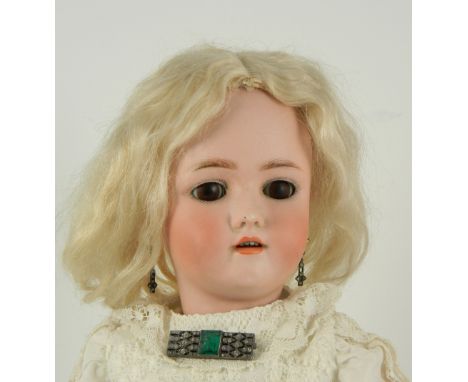 Heinrich Handwerck /S&H bisque head doll, German circa 1910, with weighted brown  glass eyes, open mouth with upper teeth, pi