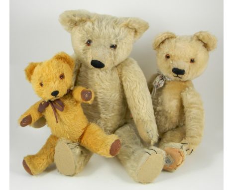 Chad Valley Teddy bear, circa 1930s, light brown mohair bear with orange glass eyes, stitched nose, mouth and claws, swivel h