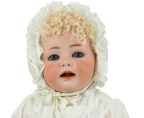 Kammer & Reinhardt 116/A bisque head character baby doll, German circa 1910, with weighted blue glass eyes, feathered brows, 