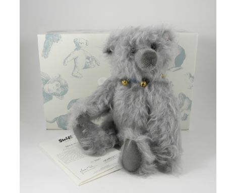 Steiff Exclusive to UK and Ireland Limited Edition Teddy Bear Bell Boy, Grey 40cm, 662997 white tag, 00007 of 2000, boxed wit