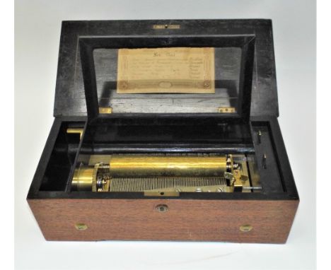 A musical box playing six popular airs, by Langdorff,Circa 1875, Ser. No. unknown, music by Strauss, Ricci and Rossini, singl