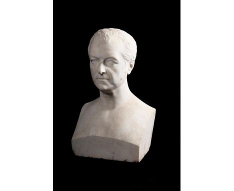 RAIMONDO TRENTANOVE (ITALIAN, 1792-1832), A CARVED MARBLE PORTRAIT BUST OF A GENTLEMAN ROME, CIRCA 1823 Signed to reverse "R.