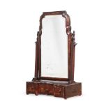 A QUEEN ANNE RED JAPANNED AND GILT DECORATED DRESSING MIRROR, CIRCA 1710