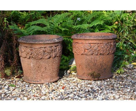 A PAIR OF LIBERTY & CO TERRACOTTA PLANTERS PROBABLY BY THE COMPTON POTTERY, EARLY 20TH CENTURY Rose and trailing leaf band, b