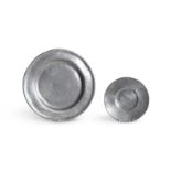 A WRIGGLE WORK PEWTER PLATE, POSSIBLY AMERICAN OR FRENCH, DATED 1799