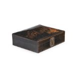 A BLACK LACQUER AND GILT CHINOISERIE DECORATED BOX, LATE 17TH CENTURY