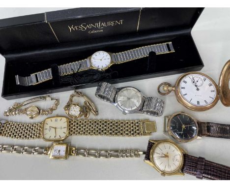 ASSORTED LADIES & GENTS WATCHES comprising Yves Saint Laurent ladies wristwatch in box, other examples to include Rimla, Inge