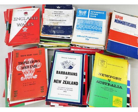QUANTITY OF AMATEUR PERIOD RUGBY UNION PROGRAMMES various, mainly early 1970s to early 1990s, many Wales International, some 