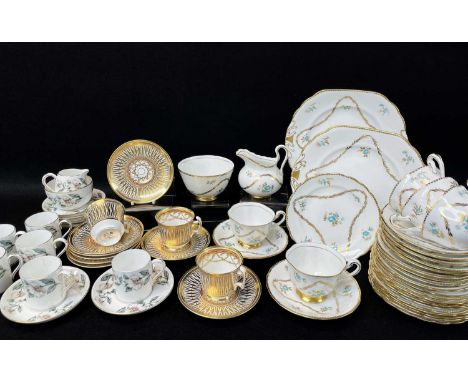 ASSORTED ENGLISH BONE CHINA TEAWARES, including New Chelsea cups, saucers, plates and bread and butter plates, New Chelsea '5
