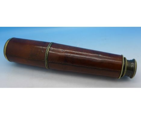 A military three drawer leather covered telescope by Broadhurst Clarkson & Co., 1918