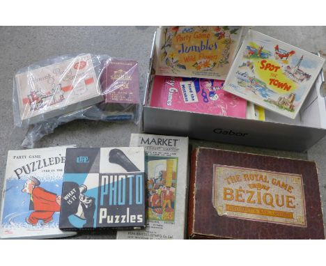 A collection of vintage parlour games and playing cards
