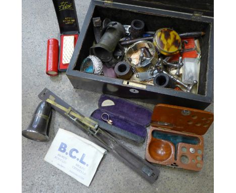 Pipes, knife rests, lady's Rotary wristwatch, lighter, etc.