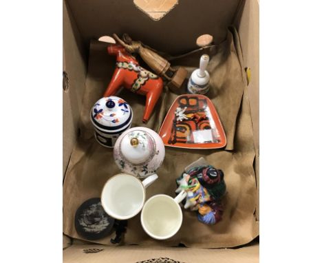 A Royal Doulton figure and a Poole dish etc.
