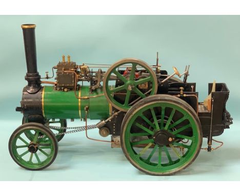 A live steam traction engine, 2" scale model, with current certificate of pressure and current boiler certificate, 95cm width