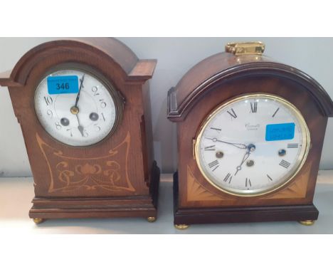A late Victorian/early Edwardian Art Nouveau style and oak cased bracket clock and a reproduction bracket clockLocation: 9.1 