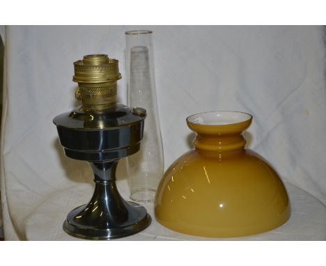 Stainless steel paraffin lamp with opaque glass shade