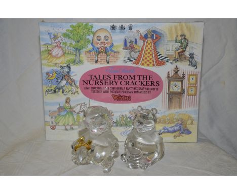 Two unopened boxes of Wade crackers 'Tales From The Nursery' &  two Lenox Winnie The Pooh glass ornaments