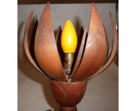 Carved wooden flower lamp