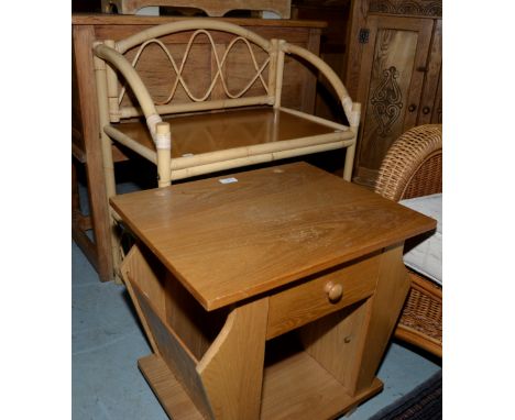 Light oak magazine rack/occasional table with bamboo two tier bookshelf