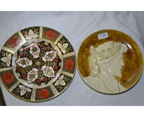 Abbeydale Imari style plate & plate with renaissionce style portrait stamped to base Majolica 1175