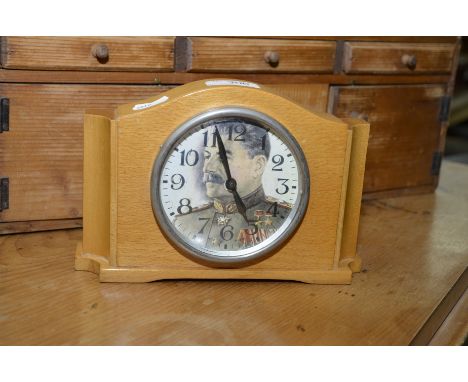 Russian mantel clock the face depicting scene of Stalin
